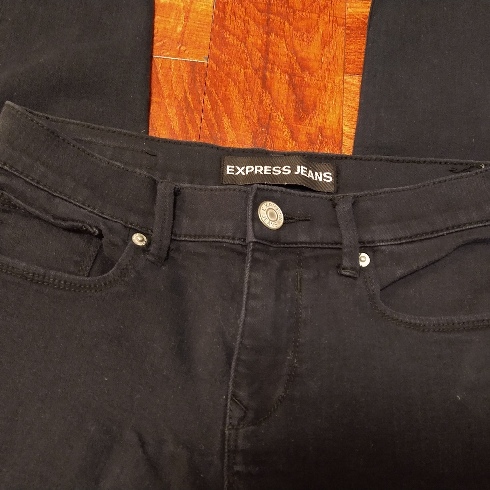 Express Jeans Black Leggings Jeggings Mid-Rise Women's Size 4 Regular - Picture 2 of 4